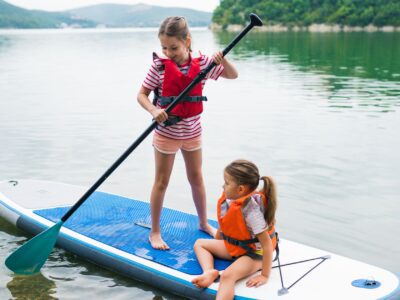 Girls paddleboarding