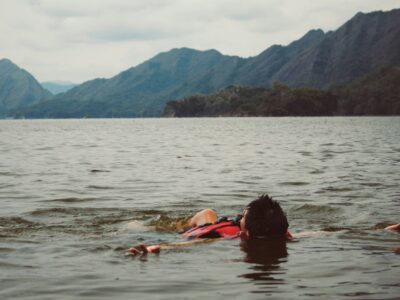 swimming in a lake