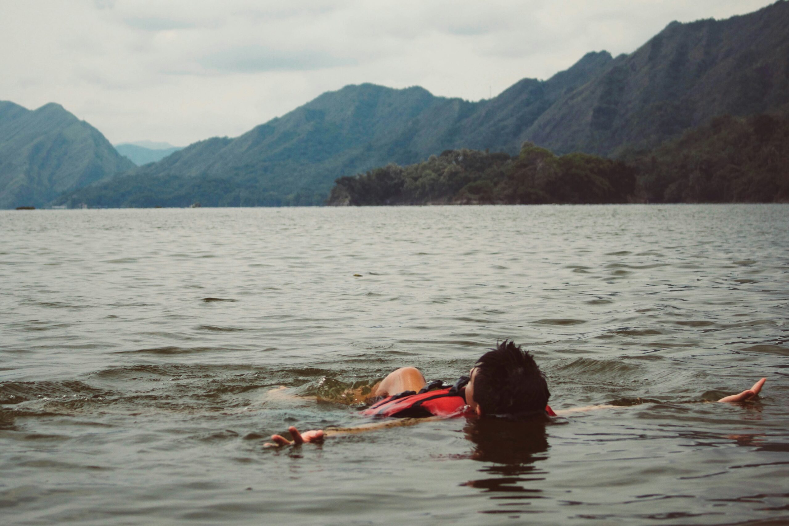 swimming in a lake