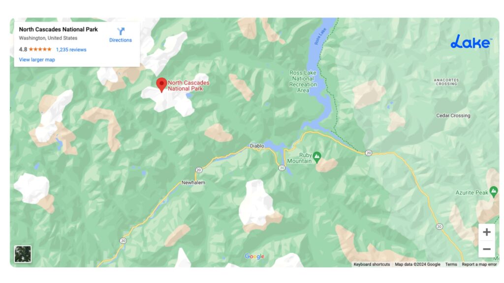 Map of North Cascades National Park, WA